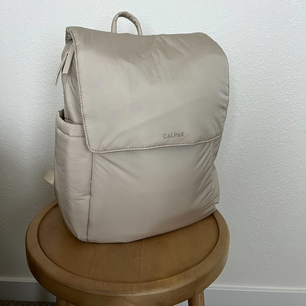 CALPAK diaper backpack with laptop sleeve - oatmeal